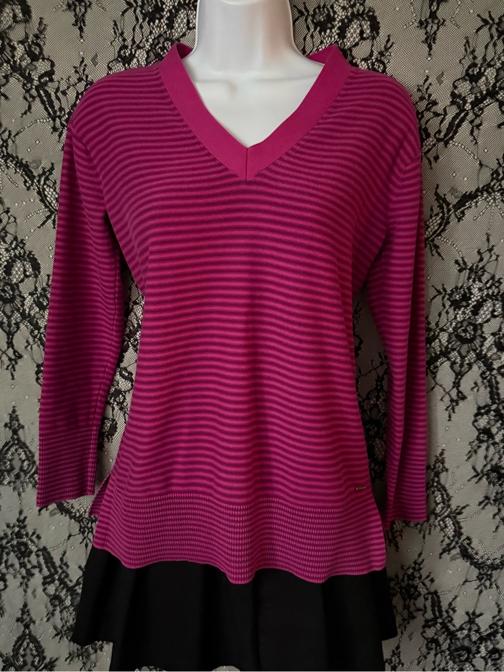 Tommy Hilfiger pink & purple striped v neck top